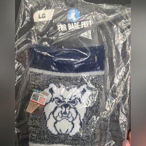 For Bare Feet Navy and Gray Butler Bulldog Socks, Size Large